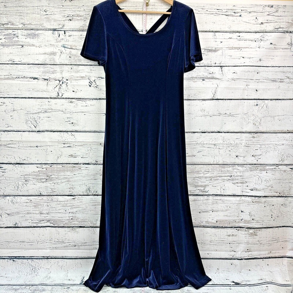 CDC Caren Desiree Company Navy Blue Velvet Maxi Dress [Size 12] Evening‎ Formal
